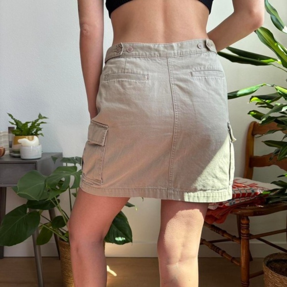 Calvin Klein Jeans Tan Cotton Cargo Mini Skirt Utility Khaki Size 7 - Picture 2 of 8